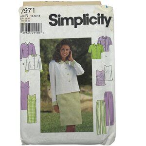 Simplicity 7971 Womens Sewing Pattern For Blouse Top Skirt & Pants Size N 10 12